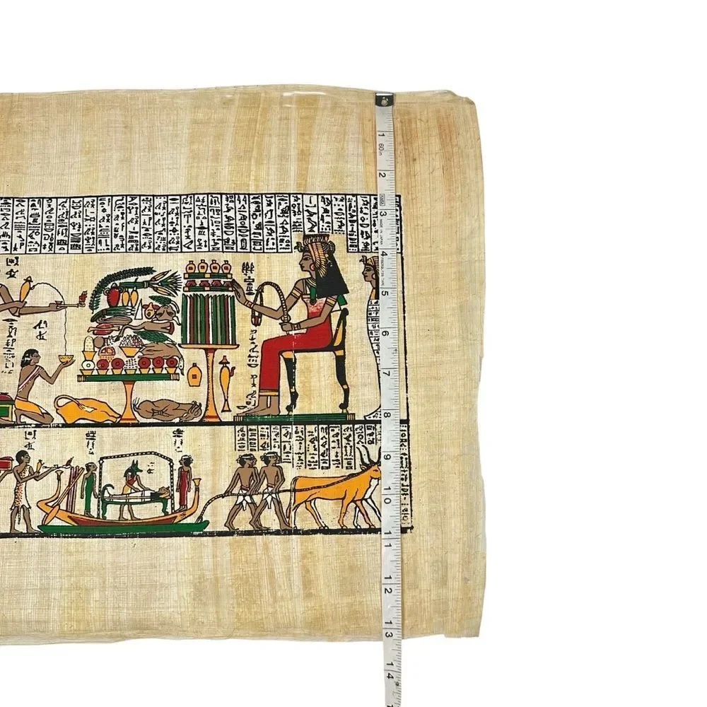 Vintage Egyptian Papyrus Painting Book of the Dead Anubis Osiris Hieroglyphics